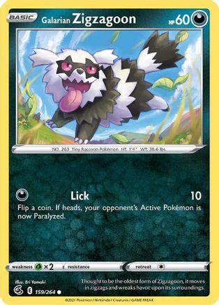 SWSH08 Fusion Strike 159/264 Galarian Zigzagoon - Common