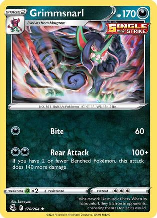 SWSH08 Fusion Strike 178/264 Grimmsnarl - Reverse Holofoil - Holo Rare
