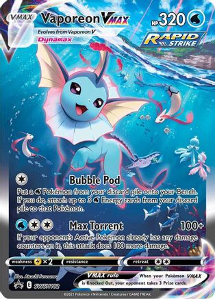 SWSH Sword & Shield Promo Cards SWSH182 Vaporeon VMAX - Holofoil - Promo
