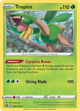 SWSH09 Brilliant Stars 005/172 Tropius - Reverse Holofoil - Uncommon
