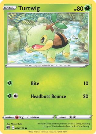 SWSH09 Brilliant Stars 006/172 Turtwig - Reverse Holofoil - Common