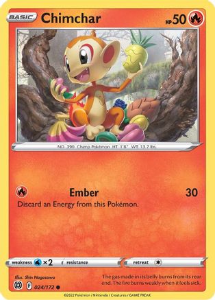 SWSH09 Brilliant Stars 024/172 Chimchar - Common