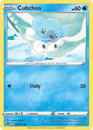 SWSH09 Brilliant Stars 042/172 Cubchoo - Reverse Holofoil - Common