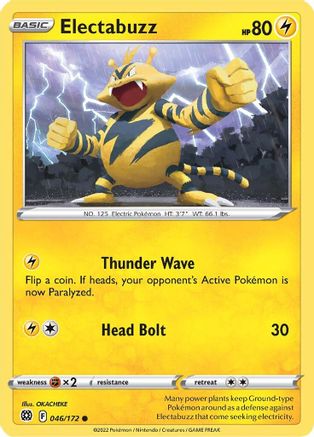 SWSH09 Brilliant Stars 046/172 Electabuzz - Reverse Holofoil - Common