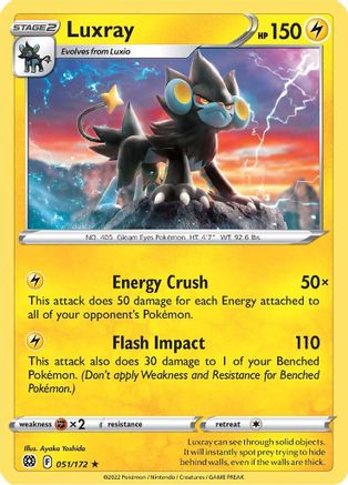 SWSH09 Brilliant Stars 051/172 Luxray - Reverse Holofoil - Rare