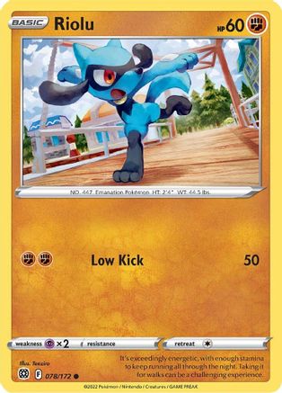 SWSH09 Brilliant Stars 078/172 Riolu - Reverse Holofoil - Common