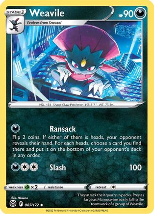 SWSH09 Brilliant Stars 087/172 Weavile - Uncommon