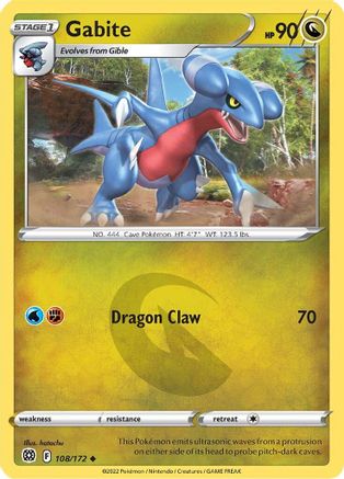 SWSH09 Brilliant Stars 108/172 Gabite - Reverse Holofoil - Uncommon
