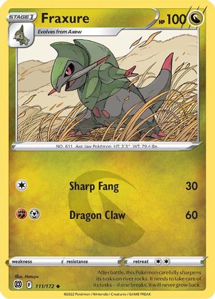 SWSH09 Brilliant Stars 111/172 Fraxure - Reverse Holofoil - Uncommon