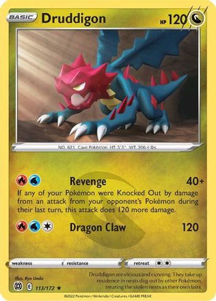 SWSH09 Brilliant Stars 113/172 Druddigon - Reverse Holofoil - Rare