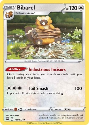 SWSH09 Brilliant Stars 121/172 Bibarel - Holofoil - Holo Rare