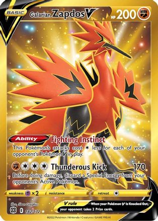 SWSH09 Brilliant Stars 182/172 Galarian Zapdos V (Secret) - Holofoil - Secret Rare