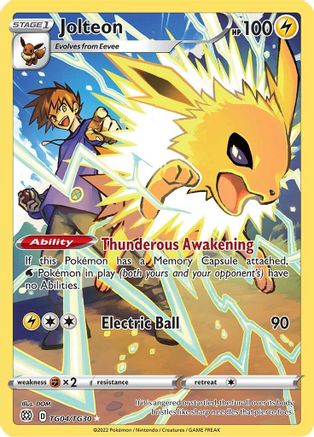 SWSH09 Brilliant Stars Trainer Gallery TG04/TG30 Jolteon - Holofoil - Ultra Rare
