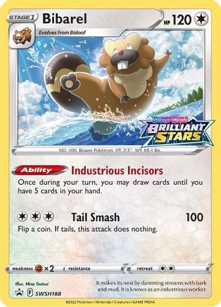 SWSH Sword & Shield Promo Cards SWSH188 Bibarel - Holofoil - Promo