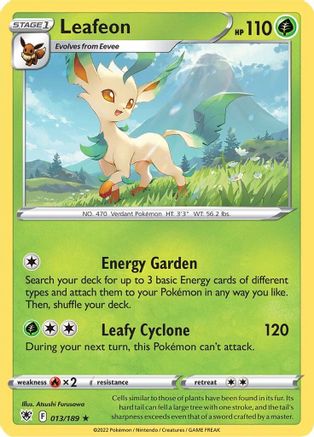 SWSH10 Astral Radiance 013/189 Leafeon - Reverse Holofoil - Rare