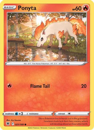 SWSH10 Astral Radiance 021/189 Ponyta - Reverse Holofoil - Common