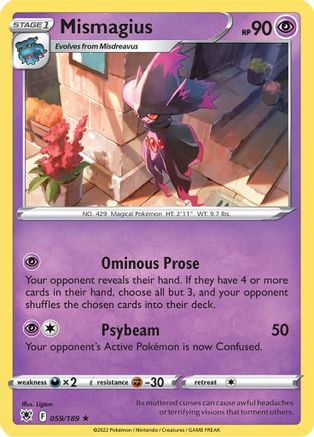 SWSH10 Astral Radiance 059/189 Mismagius - Reverse Holofoil - Rare