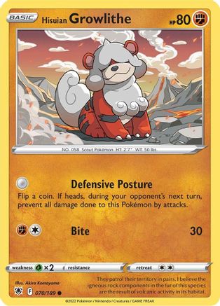 SWSH10 Astral Radiance 070/189 Hisuian Growlithe - Common