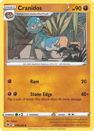 SWSH10 Astral Radiance 076/189 Cranidos - Uncommon