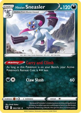 SWSH10 Astral Radiance 093/189 Hisuian Sneasler - Holofoil - Holo Rare