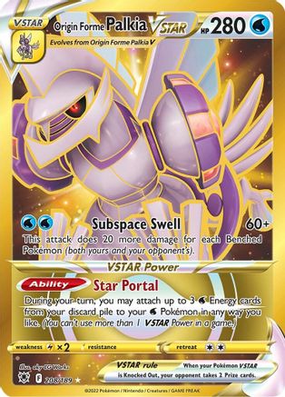 SWSH10 Astral Radiance 208/189 Origin Forme Palkia VSTAR (Secret) (208) - Holofoil - Secret Rare