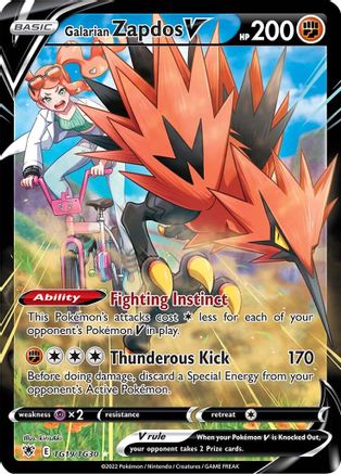 SWSH10 Astral Radiance Trainer Gallery TG19/TG30 Galarian Zapdos V - Holofoil - Ultra Rare