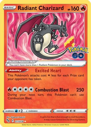 Pokemon GO 011/078 Radiant Charizard - Holofoil - Radiant Rare