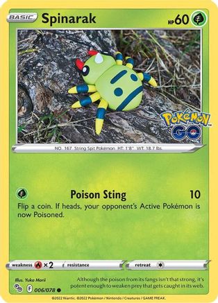 Pokemon GO 006/078 Spinarak - Reverse Holofoil - Common