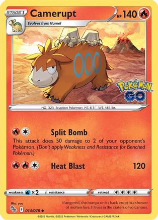 Pokemon GO 014/078 Camerupt - Reverse Holofoil - Uncommon