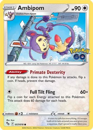 Pokemon GO 057/078 Ambipom - Reverse Holofoil - Common