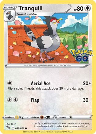 Pokemon GO 062/078 Tranquill - Common