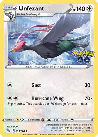 Pokemon GO 063/078 Unfezant - Uncommon