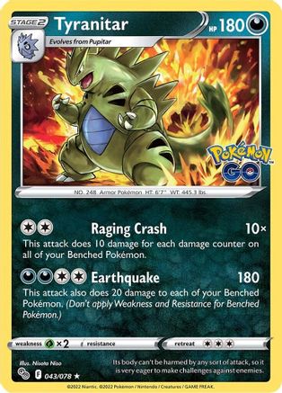 Pokemon GO 043/078 Tyranitar - Holofoil - Holo Rare