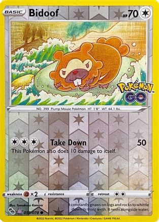 Pokemon GO 059/078 Bidoof (Peelable Ditto) - Reverse Holofoil - Common
