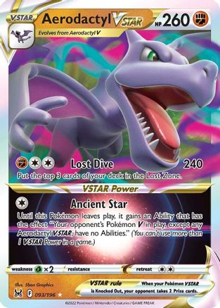 SWSH11 Lost Origin 093/196 Aerodactyl VSTAR - Holofoil - Ultra Rare