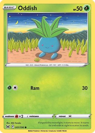 SWSH11 Lost Origin 001/196 Oddish - Reverse Holofoil - Common