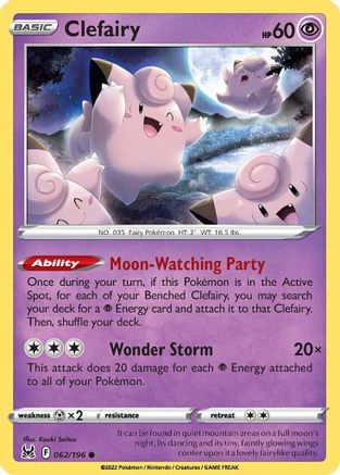 SWSH11 Lost Origin 062/196 Clefairy - Reverse Holofoil - Common