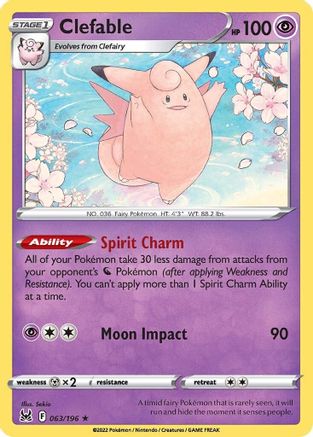 SWSH11 Lost Origin 063/196 Clefable - Rare