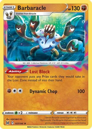 SWSH11 Lost Origin 107/196 Barbaracle - Holofoil - Holo Rare