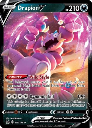 SWSH11 Lost Origin 118/196 Drapion V - Holofoil - Ultra Rare