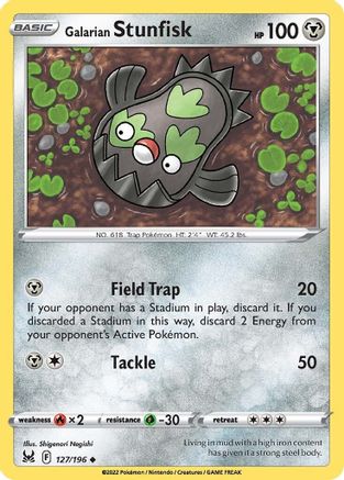 SWSH11 Lost Origin 127/196 Galarian Stunfisk - Reverse Holofoil - Uncommon