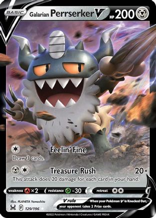 SWSH11 Lost Origin 129/196 Galarian Perrserker V - Holofoil - Ultra Rare