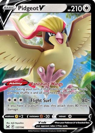 SWSH11 Lost Origin 137/196 Pidgeot V - Holofoil - Ultra Rare