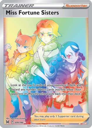SWSH11 Lost Origin 209/196 Miss Fortune Sisters (Secret) - Holofoil - Secret Rare