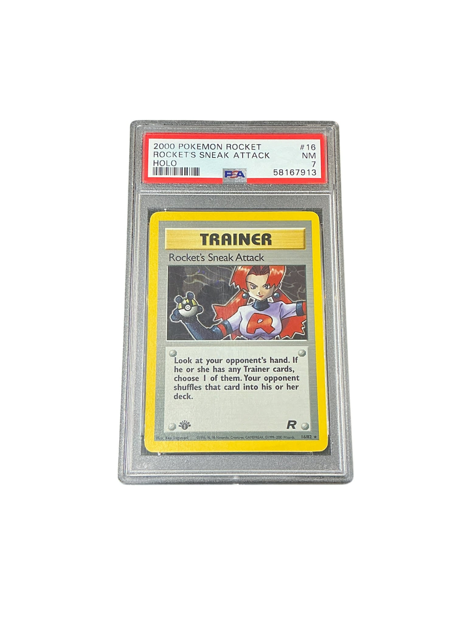 Team Rocket 016/82 PSA7 #58167913 Rocket's Sneak Attack (16) - 1st Edition Holofoil - Holo Rare