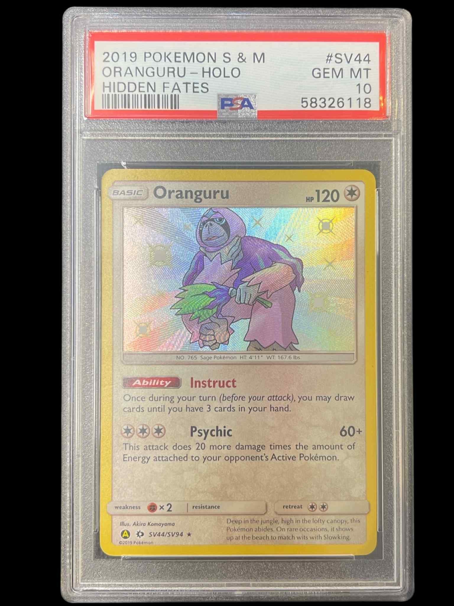 Hidden Fates Shiny Vault SV44/SV94 PSA10 #58326118 Oranguru - Holofoil - Shiny Holo Rare