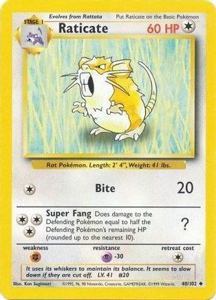 Base Set 040/102 Raticate - Uncommon