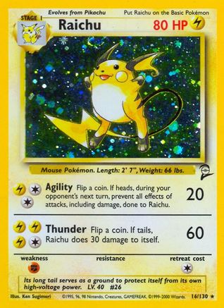 Base Set 2 016/130 Raichu - Holofoil - Holo Rare