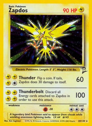 Base Set 2 020/130 Zapdos - Holofoil - Holo Rare