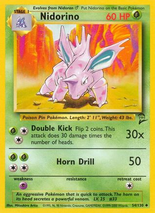 Base Set 2 054/130 Nidorino - Uncommon